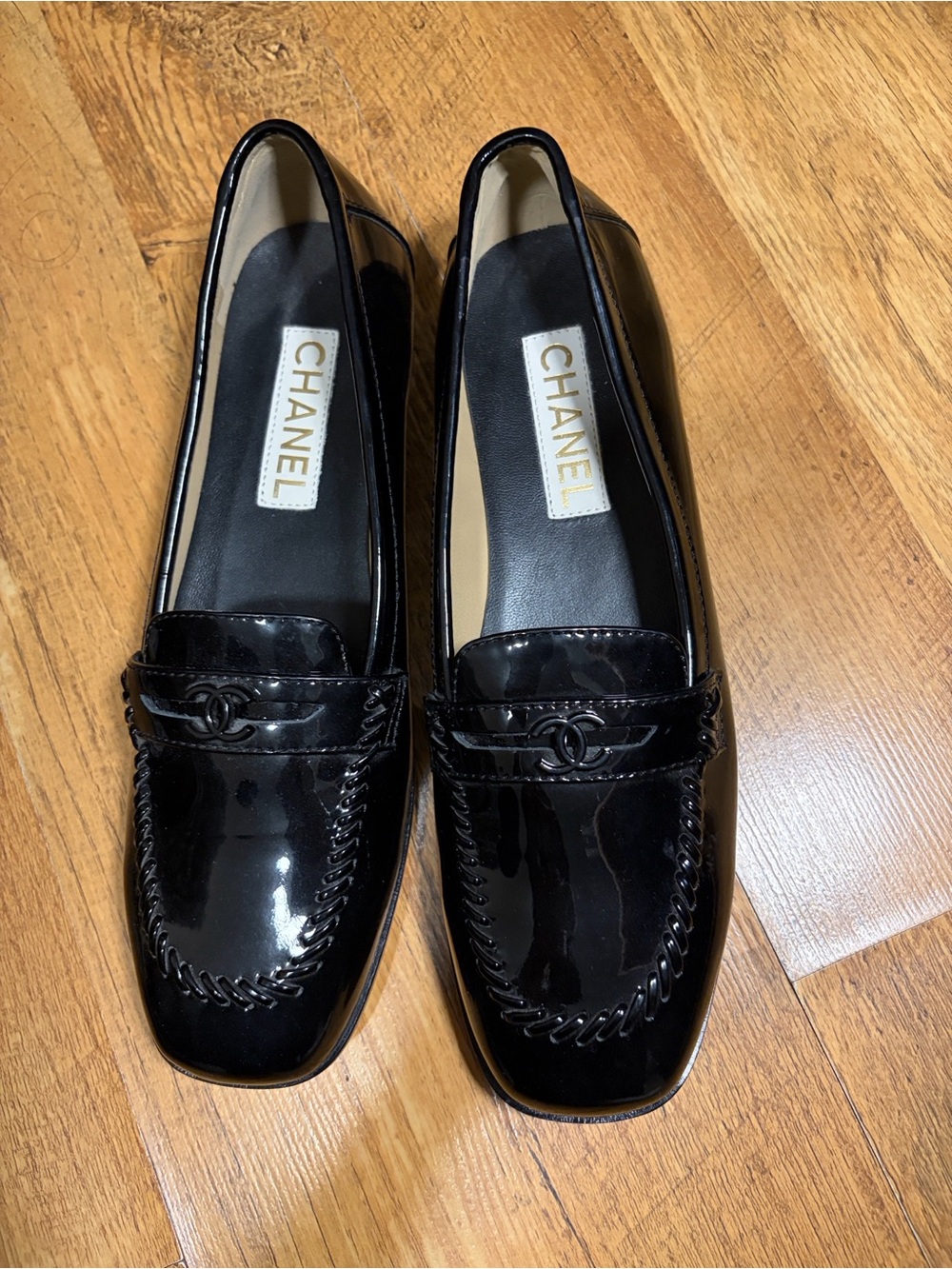 CHANEL Women's Black Patent Loafers